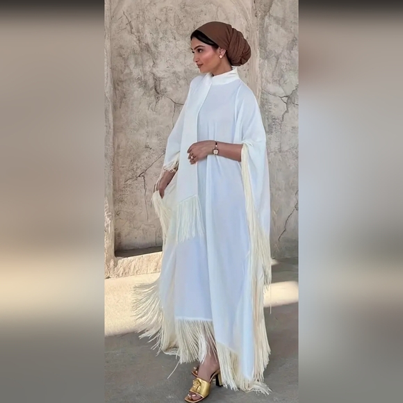 Glam Hippie Brand New Gorgeous 😍 Elegant Fringed Kaften Dress - Picture 3 of 7